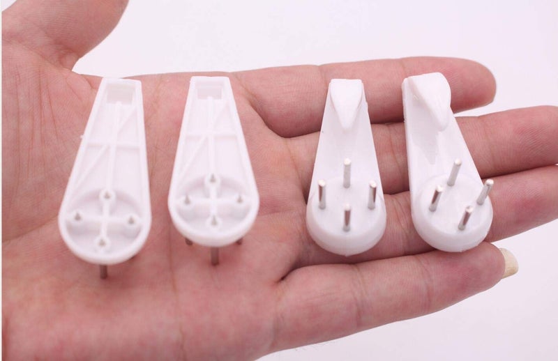 SYBL 20PCS White Powerful Concrete Hard Wall Drywall Picture Hangers - Non-Trace Hanging Hooks Traceless Nail Plastic Wall Hooks for Picture Photo Frame Clock Hangers (4cm/1.57" Length) - Image 2